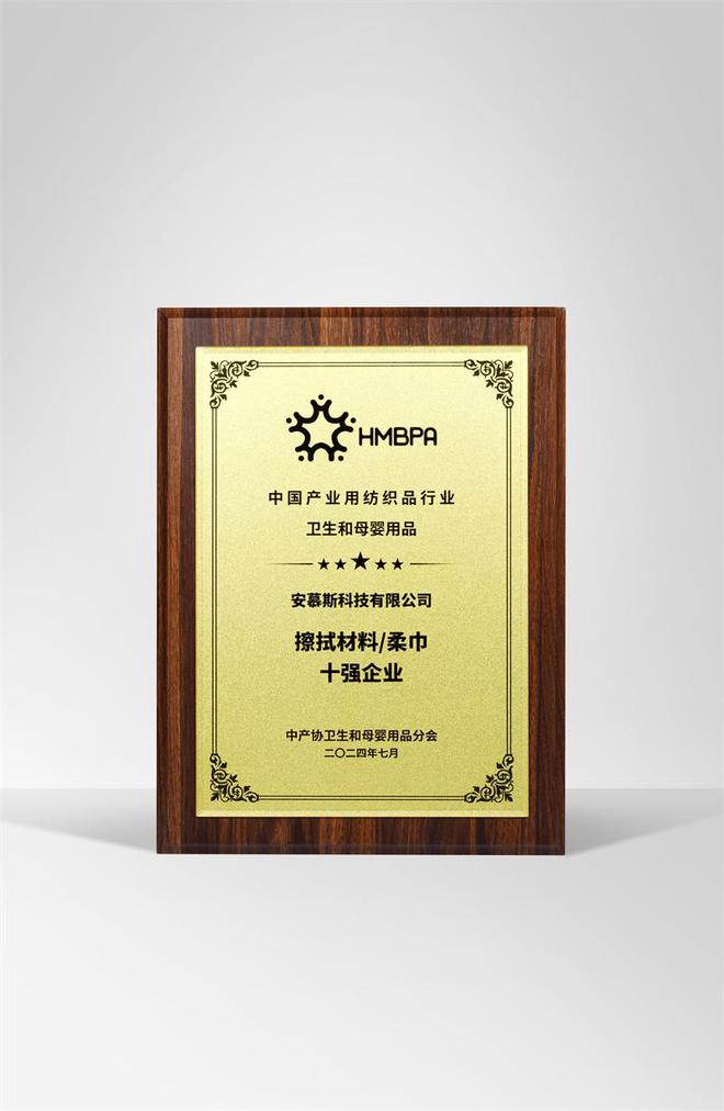 获中国柔巾行业十强企业EVO视讯真人安慕斯荣
